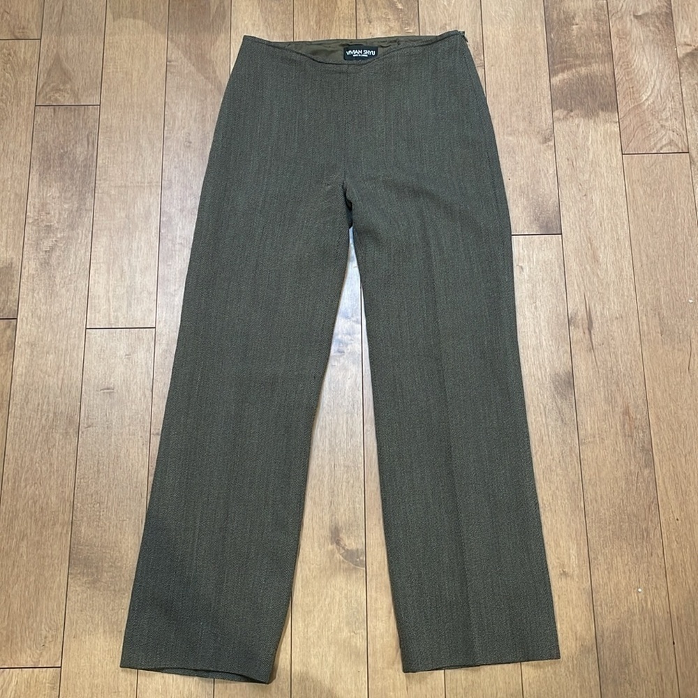 Vivian Shyu wool textured brown dress pants straight leg side zipper size 6